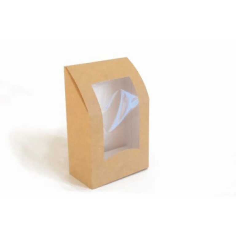 Boite wrap carton fenêtre 9x5x9,5xh13cm brune