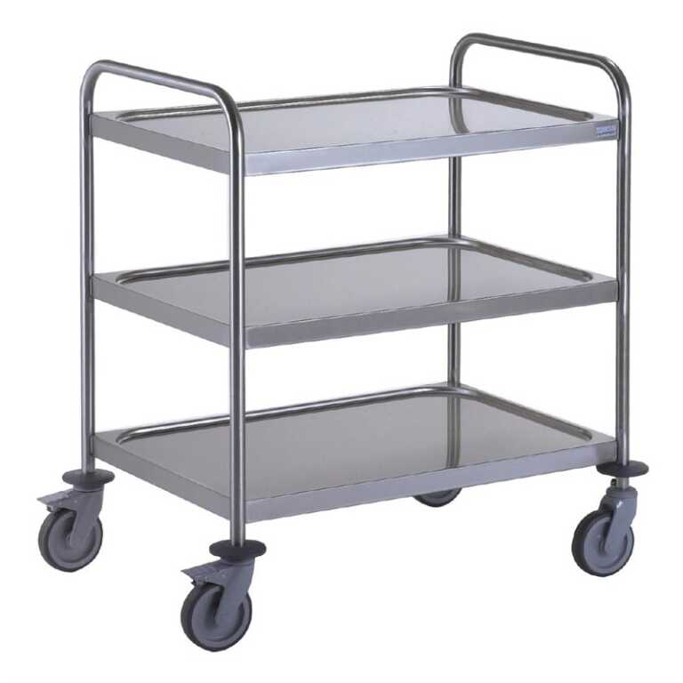 Chariot de service inox 80x53cm 3 niveaux Tournus