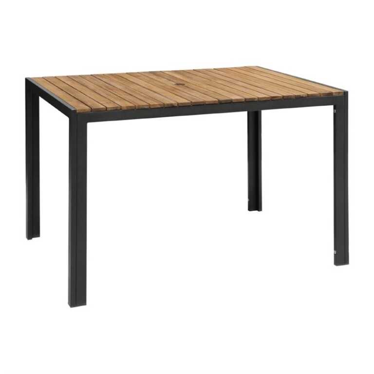 Table acier et acacia 120x80cm Bolero