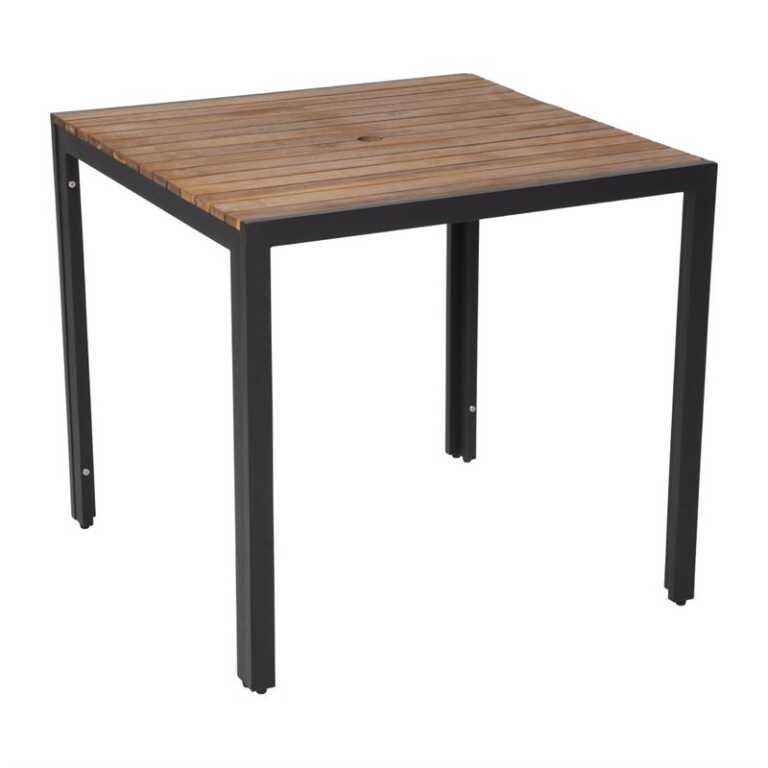 Table acier et acacia 80x80cm Bolero