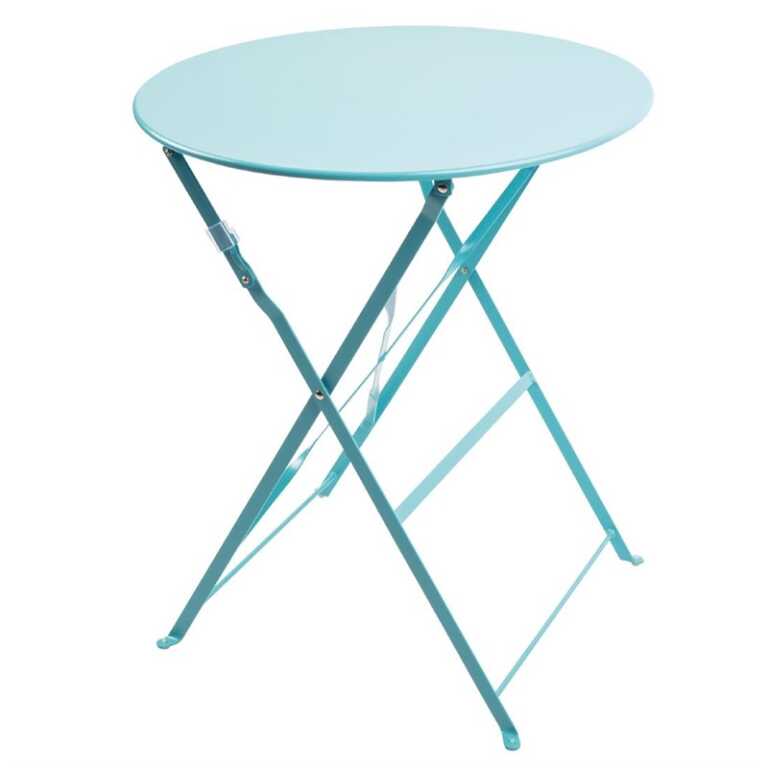 Table acier pliable 60cm turquoise Bolero