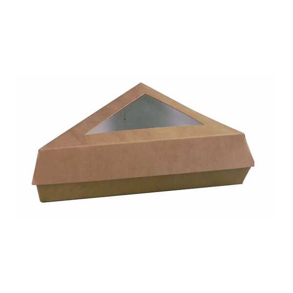 Boite patisserie triangle fenêtre 15x13xh4cm brune